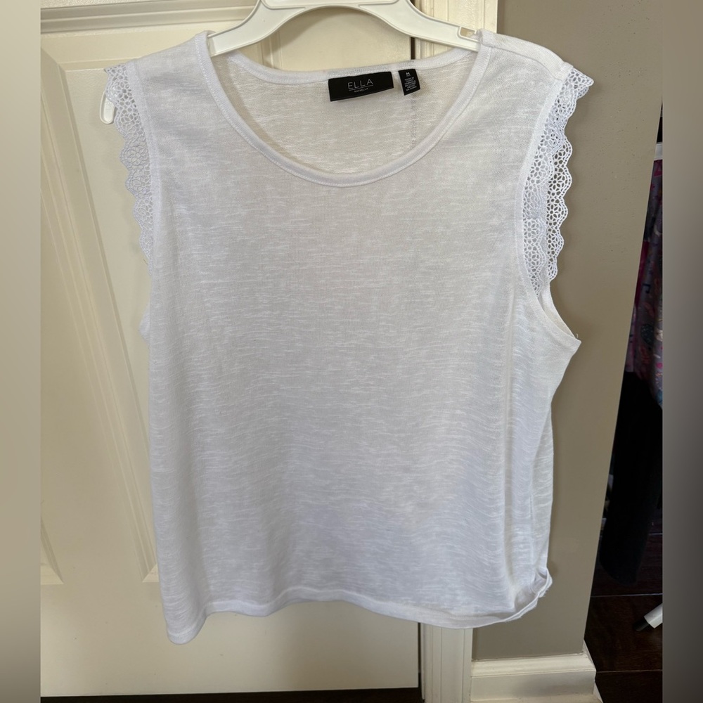 Ella White Sleeveless Lace Top